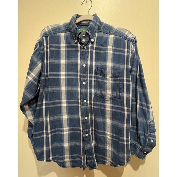 Baxter Brand Natural Clothing Blue Plaid Button Down Long Sleeve Shirt ~ Small - Picture 2 of 4